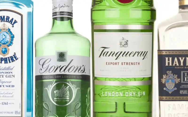 Chai rượu, bao bì và nhãn của rượu London Dry Gin